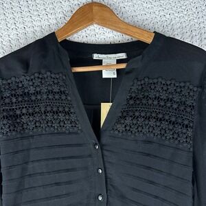 American Rag Cie Black Lace Boho Peplum Blouse Size S Sheer Crochet Top